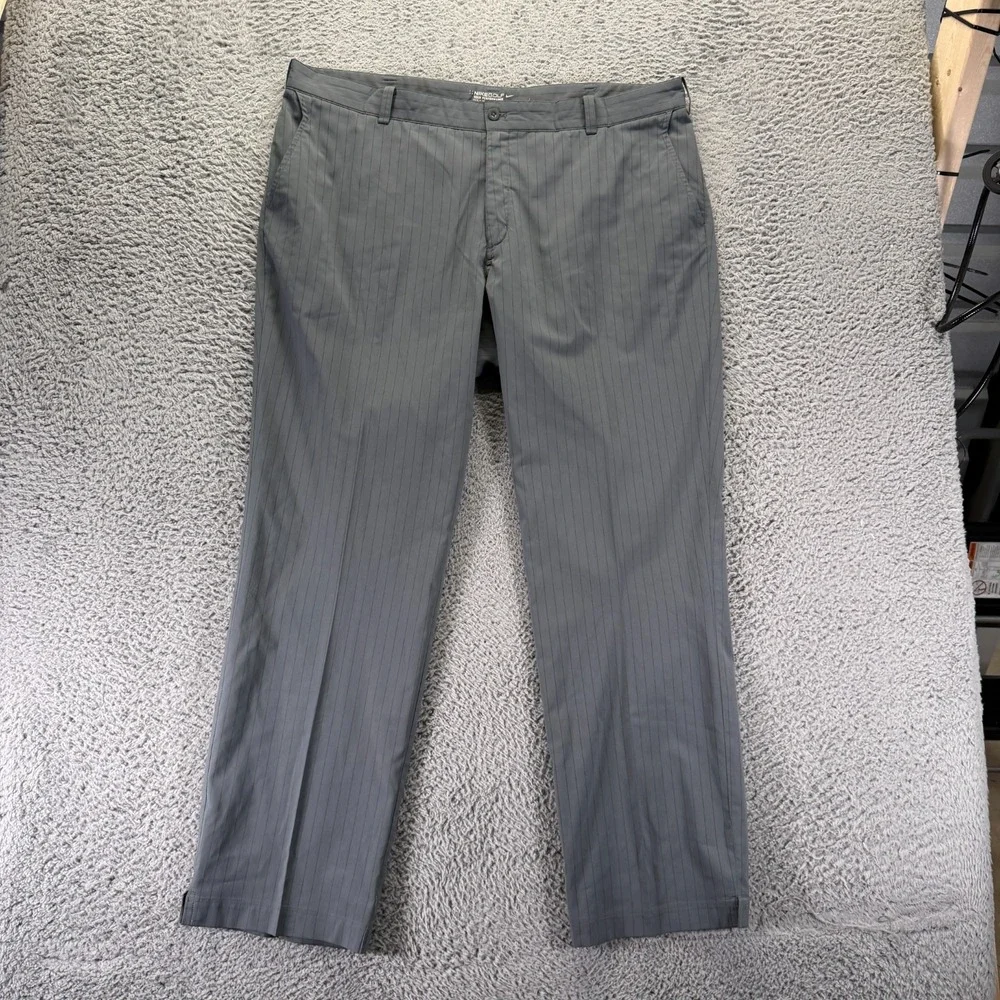 Nike Dri-Fit Pant Mens 40x32 Gray Polyester Golf Straight Performance Stretch